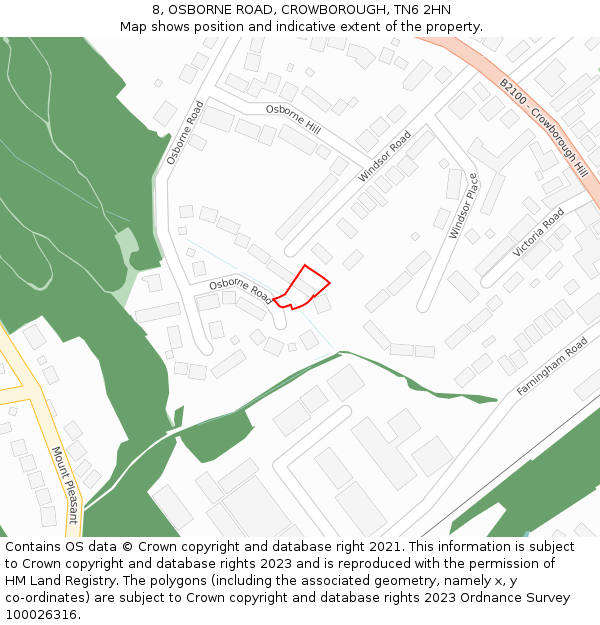 8, OSBORNE ROAD, CROWBOROUGH, TN6 2HN: Location map and indicative extent of plot