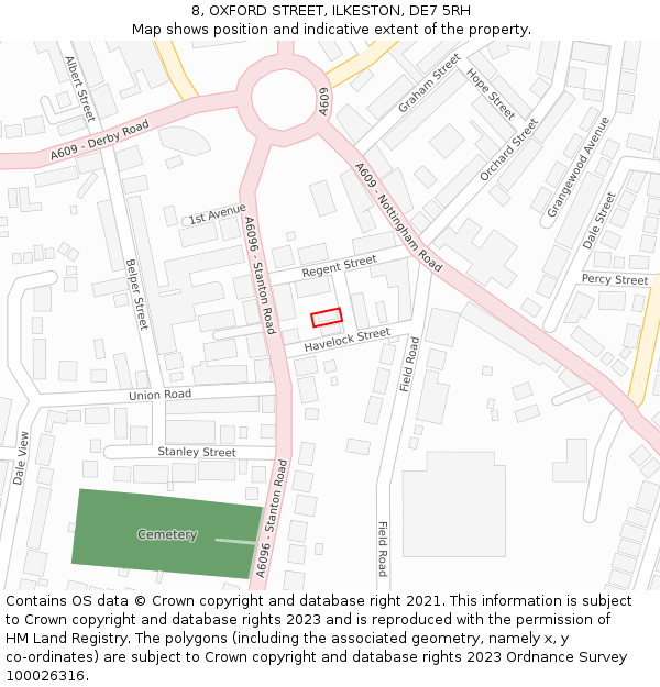 8, OXFORD STREET, ILKESTON, DE7 5RH: Location map and indicative extent of plot