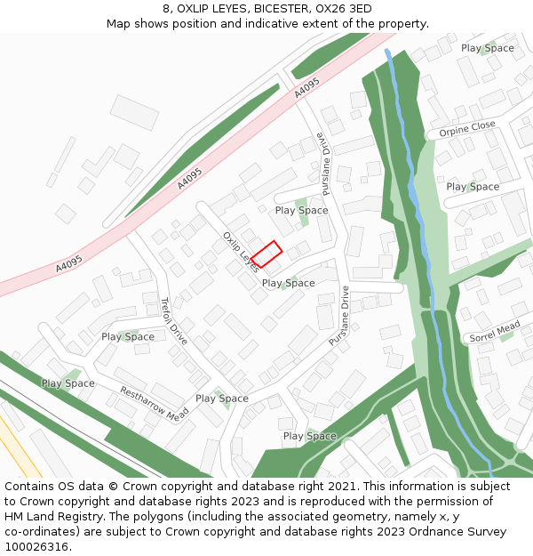 8, OXLIP LEYES, BICESTER, OX26 3ED: Location map and indicative extent of plot