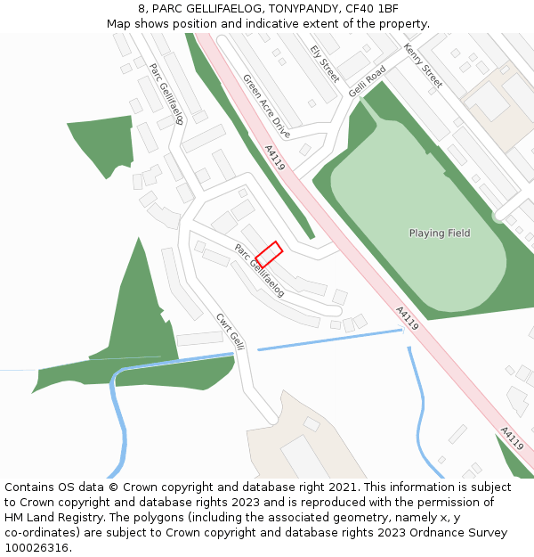 8, PARC GELLIFAELOG, TONYPANDY, CF40 1BF: Location map and indicative extent of plot