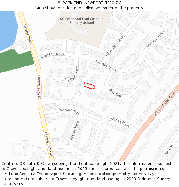 8, PARK END, NEWPORT, TF10 7JG: Location map and indicative extent of plot