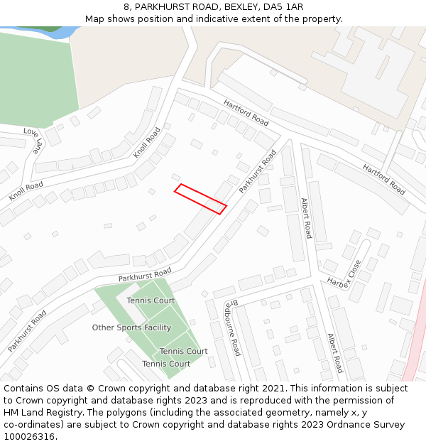 8, PARKHURST ROAD, BEXLEY, DA5 1AR: Location map and indicative extent of plot