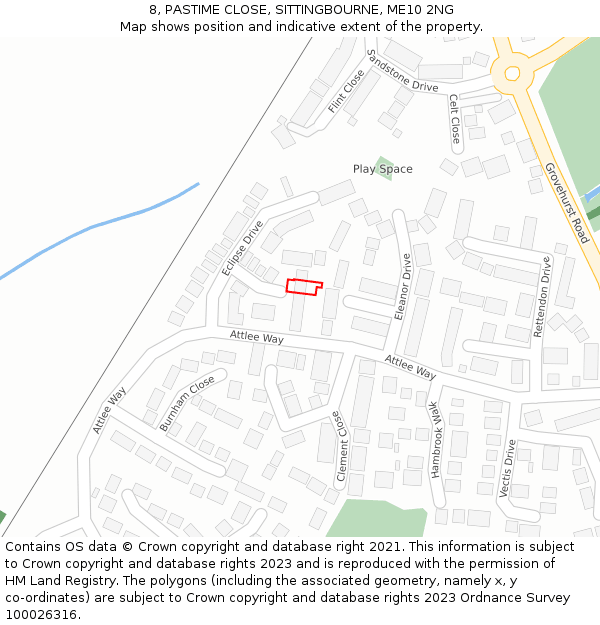 8, PASTIME CLOSE, SITTINGBOURNE, ME10 2NG: Location map and indicative extent of plot