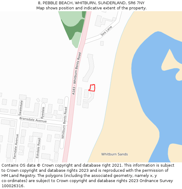8, PEBBLE BEACH, WHITBURN, SUNDERLAND, SR6 7NY: Location map and indicative extent of plot