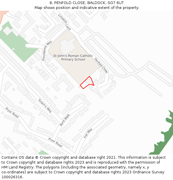 8, PENFOLD CLOSE, BALDOCK, SG7 6UT: Location map and indicative extent of plot