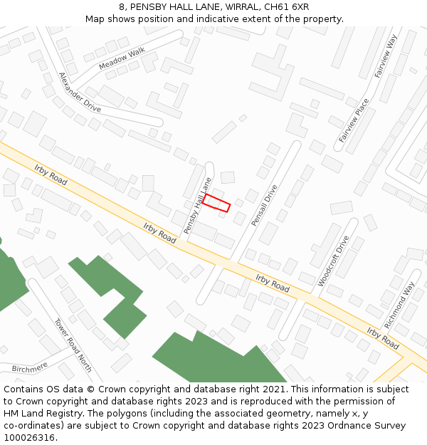 8, PENSBY HALL LANE, WIRRAL, CH61 6XR: Location map and indicative extent of plot