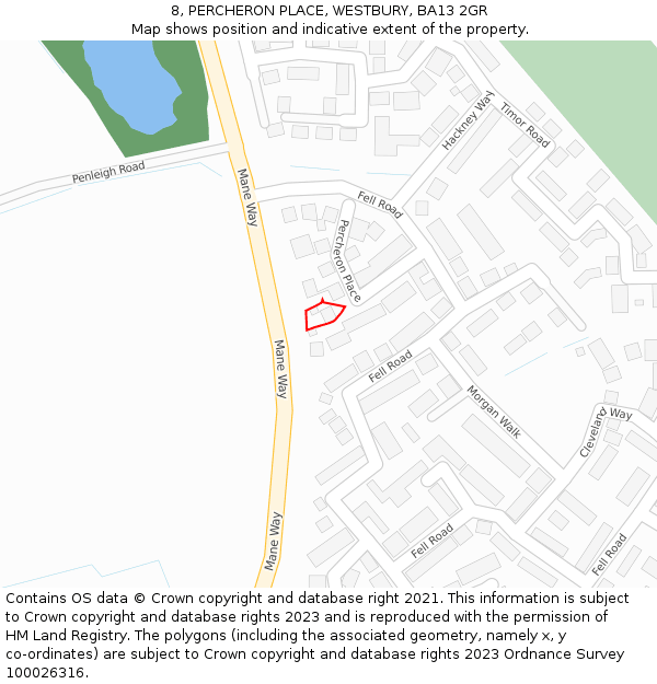 8, PERCHERON PLACE, WESTBURY, BA13 2GR: Location map and indicative extent of plot