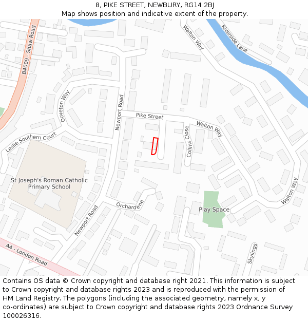 8, PIKE STREET, NEWBURY, RG14 2BJ: Location map and indicative extent of plot