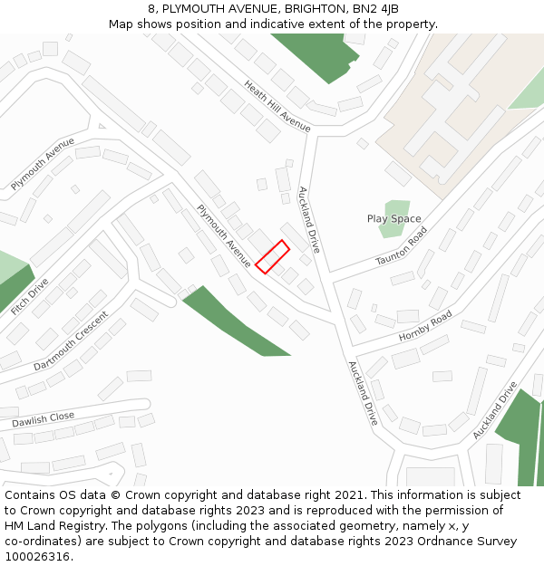8, PLYMOUTH AVENUE, BRIGHTON, BN2 4JB: Location map and indicative extent of plot