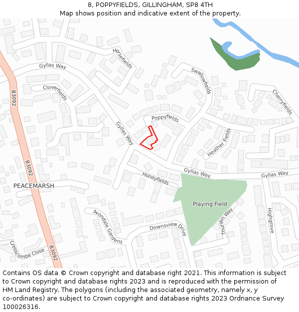 8, POPPYFIELDS, GILLINGHAM, SP8 4TH: Location map and indicative extent of plot