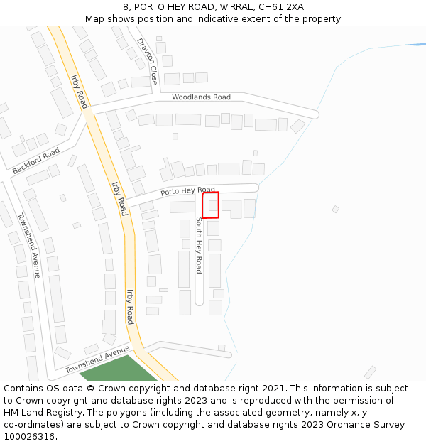 8, PORTO HEY ROAD, WIRRAL, CH61 2XA: Location map and indicative extent of plot