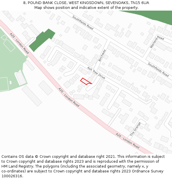 8, POUND BANK CLOSE, WEST KINGSDOWN, SEVENOAKS, TN15 6UA: Location map and indicative extent of plot