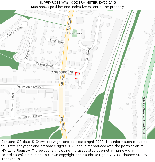 8, PRIMROSE WAY, KIDDERMINSTER, DY10 1NG: Location map and indicative extent of plot