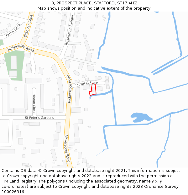8, PROSPECT PLACE, STAFFORD, ST17 4HZ: Location map and indicative extent of plot