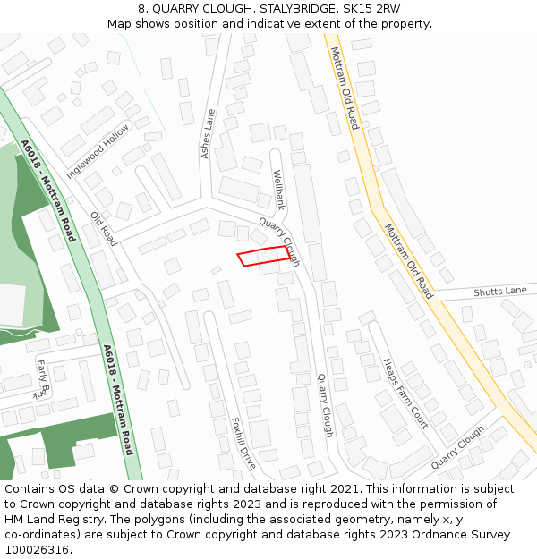 8, QUARRY CLOUGH, STALYBRIDGE, SK15 2RW: Location map and indicative extent of plot