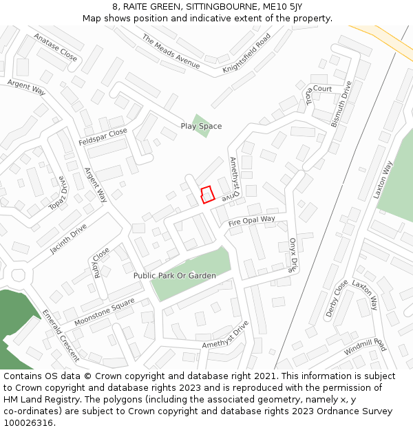 8, RAITE GREEN, SITTINGBOURNE, ME10 5JY: Location map and indicative extent of plot