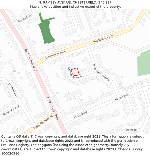 8, RAMSEY AVENUE, CHESTERFIELD, S40 3EF: Location map and indicative extent of plot