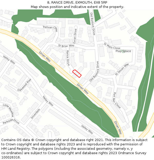 8, RANCE DRIVE, EXMOUTH, EX8 5RP: Location map and indicative extent of plot