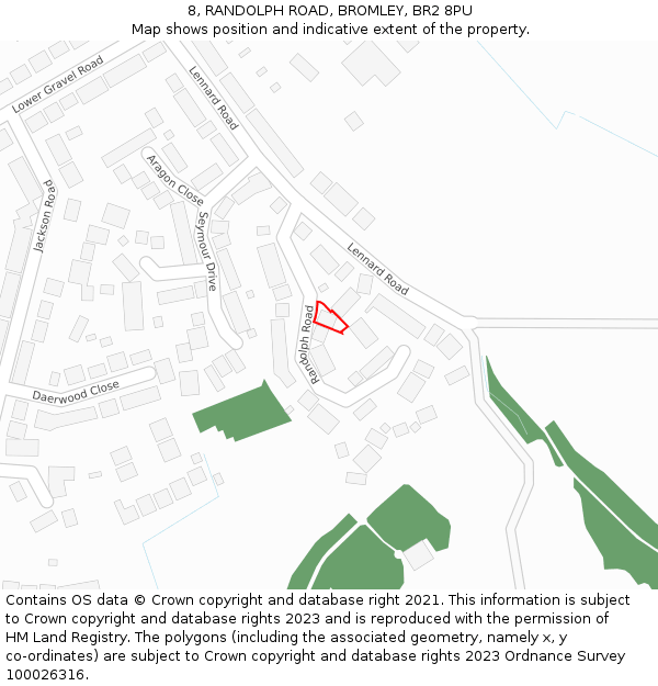 8, RANDOLPH ROAD, BROMLEY, BR2 8PU: Location map and indicative extent of plot