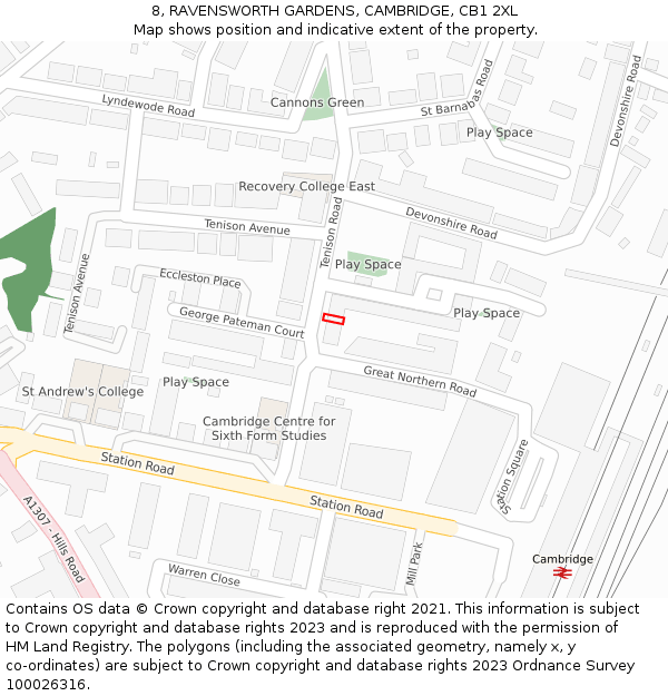 8, RAVENSWORTH GARDENS, CAMBRIDGE, CB1 2XL: Location map and indicative extent of plot