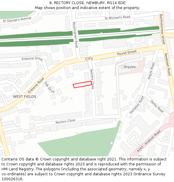 8, RECTORY CLOSE, NEWBURY, RG14 6DE: Location map and indicative extent of plot
