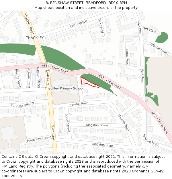 8, RENSHAW STREET, BRADFORD, BD10 8PH: Location map and indicative extent of plot