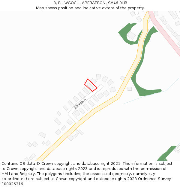 8, RHIWGOCH, ABERAERON, SA46 0HR: Location map and indicative extent of plot