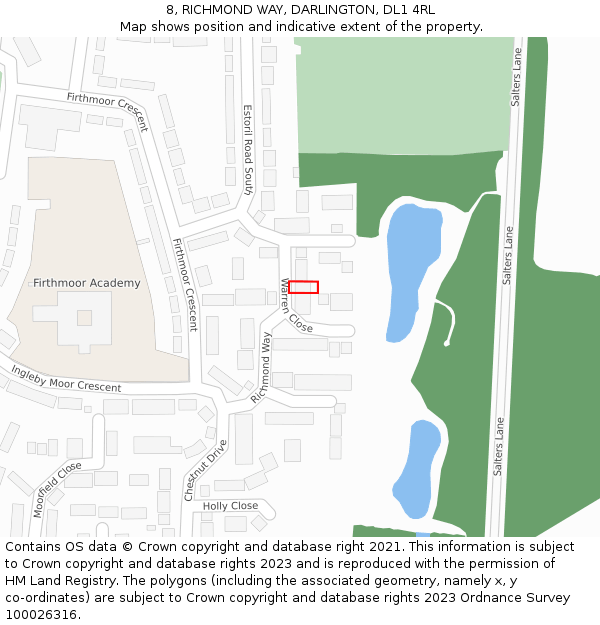 8, RICHMOND WAY, DARLINGTON, DL1 4RL: Location map and indicative extent of plot