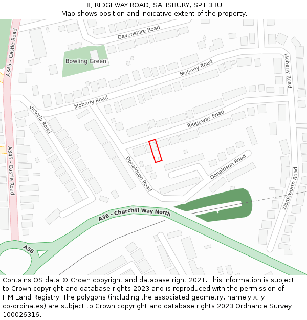 8, RIDGEWAY ROAD, SALISBURY, SP1 3BU: Location map and indicative extent of plot