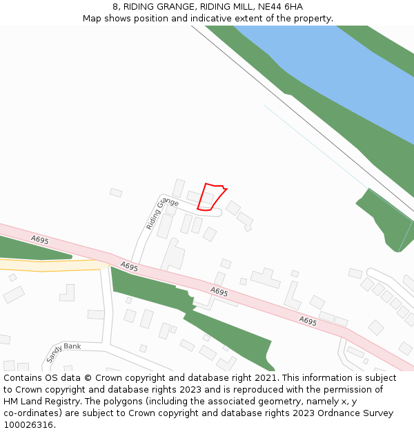 8, RIDING GRANGE, RIDING MILL, NE44 6HA: Location map and indicative extent of plot