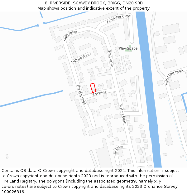 8, RIVERSIDE, SCAWBY BROOK, BRIGG, DN20 9RB: Location map and indicative extent of plot