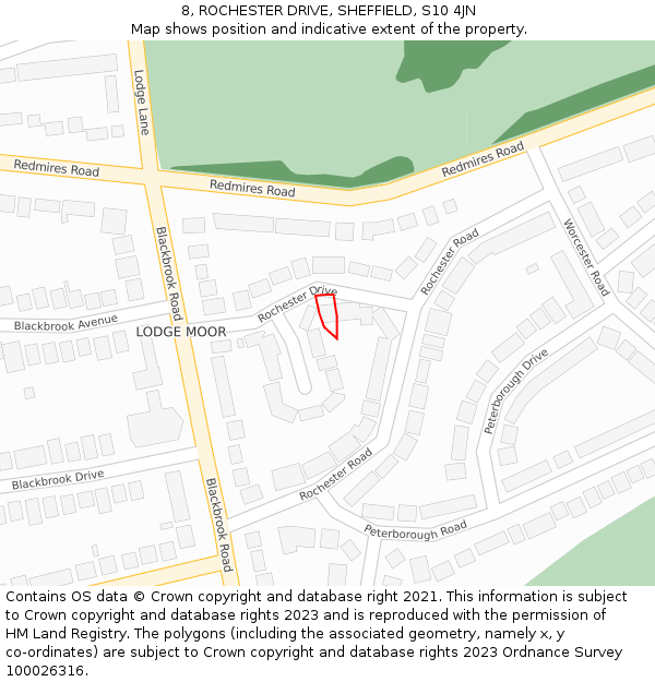 8, ROCHESTER DRIVE, SHEFFIELD, S10 4JN: Location map and indicative extent of plot