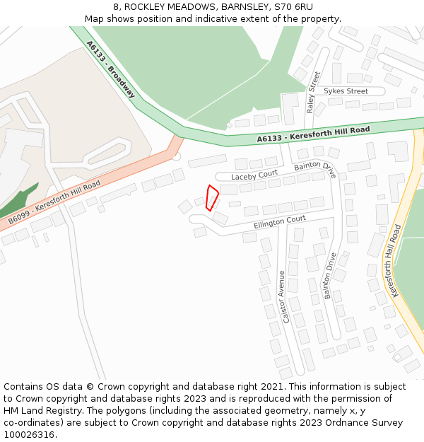 8, ROCKLEY MEADOWS, BARNSLEY, S70 6RU: Location map and indicative extent of plot