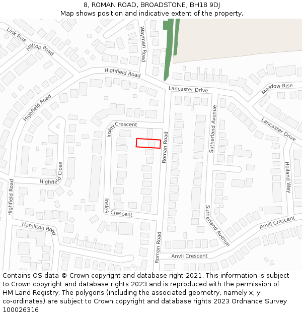 8, ROMAN ROAD, BROADSTONE, BH18 9DJ: Location map and indicative extent of plot