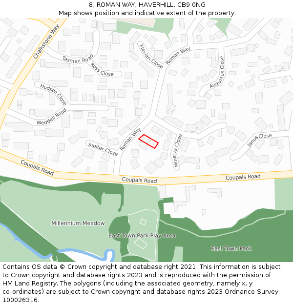 8, ROMAN WAY, HAVERHILL, CB9 0NG: Location map and indicative extent of plot