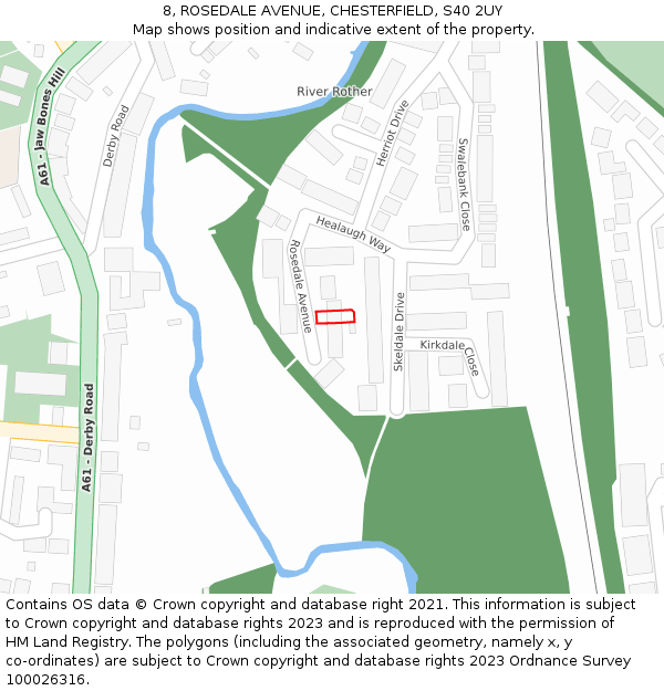 8, ROSEDALE AVENUE, CHESTERFIELD, S40 2UY: Location map and indicative extent of plot