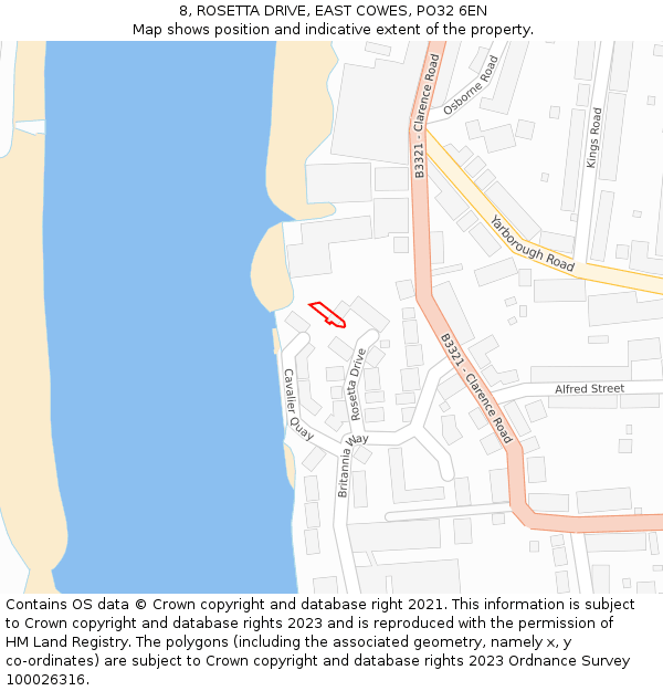 8, ROSETTA DRIVE, EAST COWES, PO32 6EN: Location map and indicative extent of plot