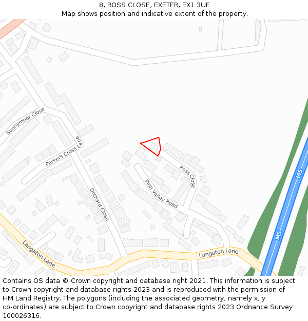 8, ROSS CLOSE, EXETER, EX1 3UE: Location map and indicative extent of plot