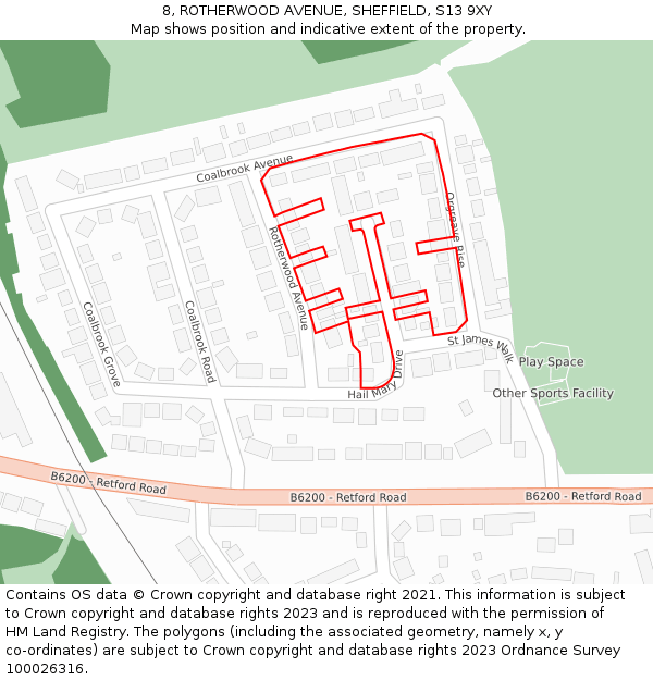 8, ROTHERWOOD AVENUE, SHEFFIELD, S13 9XY: Location map and indicative extent of plot