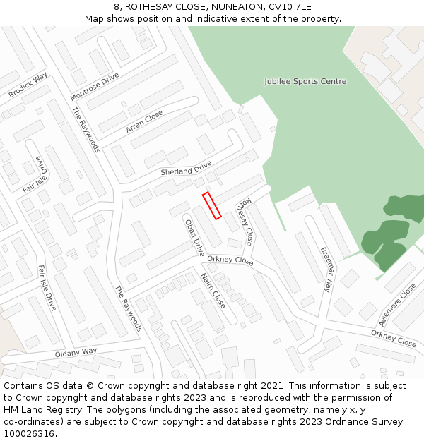 8, ROTHESAY CLOSE, NUNEATON, CV10 7LE: Location map and indicative extent of plot