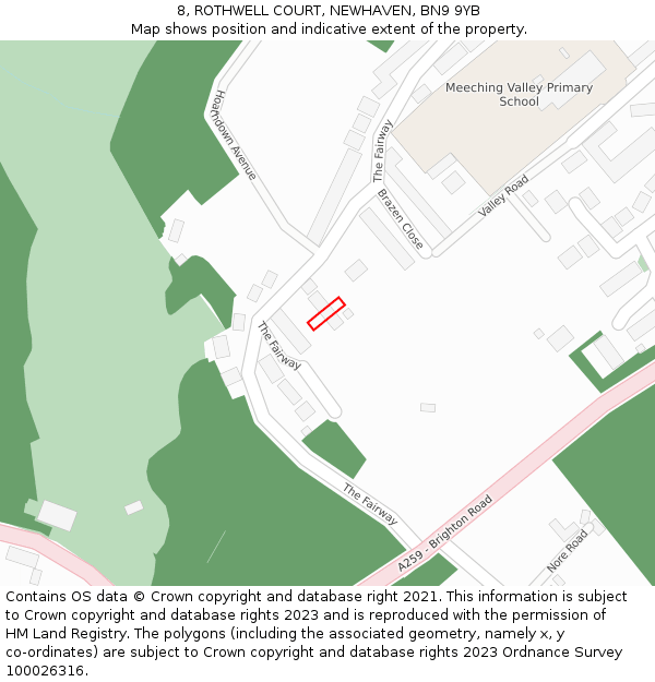 8, ROTHWELL COURT, NEWHAVEN, BN9 9YB: Location map and indicative extent of plot
