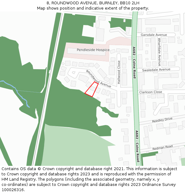 8, ROUNDWOOD AVENUE, BURNLEY, BB10 2LH: Location map and indicative extent of plot