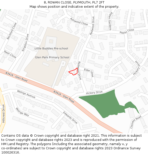 8, ROWAN CLOSE, PLYMOUTH, PL7 2FT: Location map and indicative extent of plot