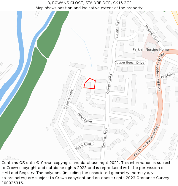 8, ROWANS CLOSE, STALYBRIDGE, SK15 3GF: Location map and indicative extent of plot