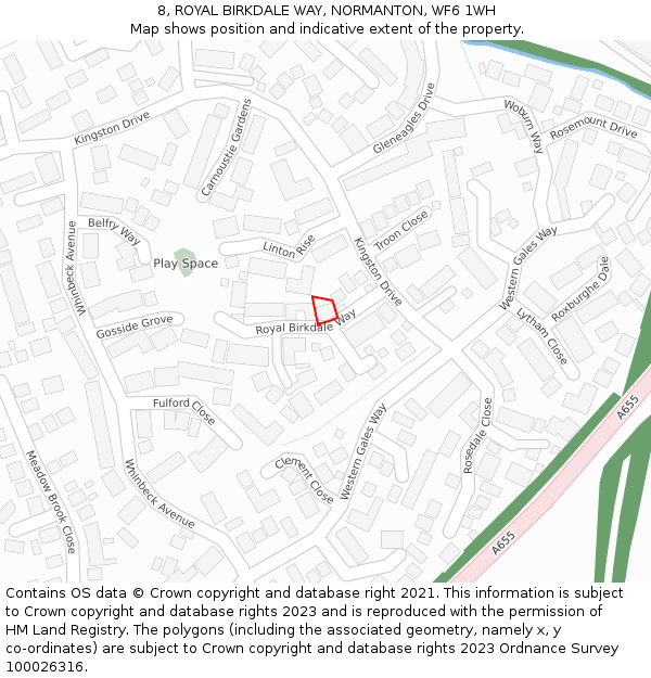 8, ROYAL BIRKDALE WAY, NORMANTON, WF6 1WH: Location map and indicative extent of plot