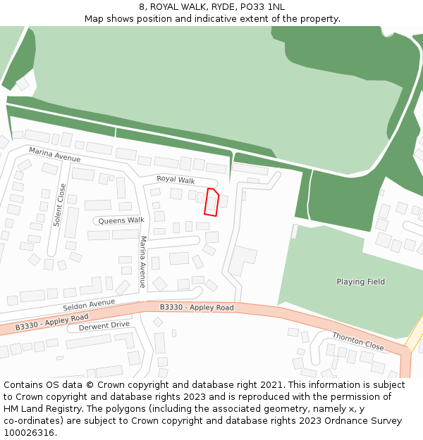 8, ROYAL WALK, RYDE, PO33 1NL: Location map and indicative extent of plot