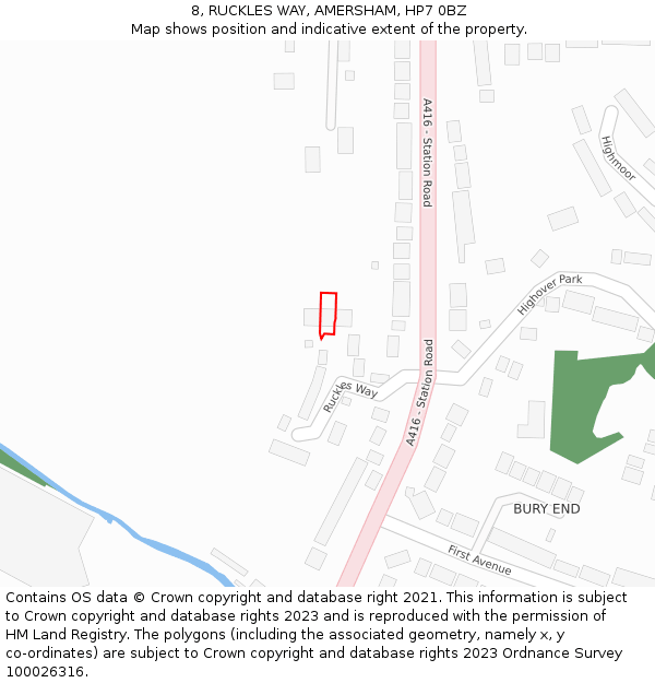 8, RUCKLES WAY, AMERSHAM, HP7 0BZ: Location map and indicative extent of plot