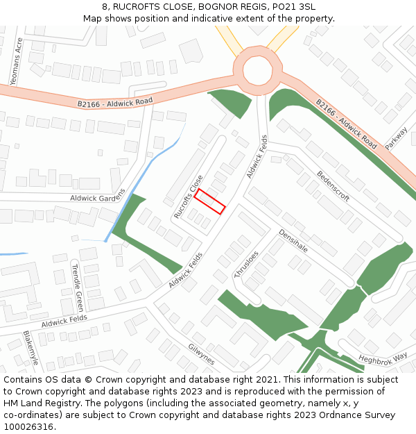 8, RUCROFTS CLOSE, BOGNOR REGIS, PO21 3SL: Location map and indicative extent of plot