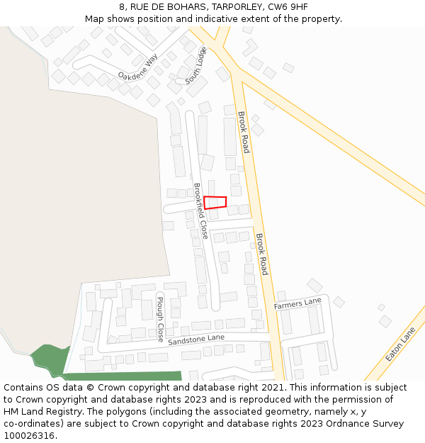 8, RUE DE BOHARS, TARPORLEY, CW6 9HF: Location map and indicative extent of plot