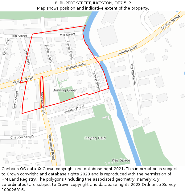 8, RUPERT STREET, ILKESTON, DE7 5LP: Location map and indicative extent of plot